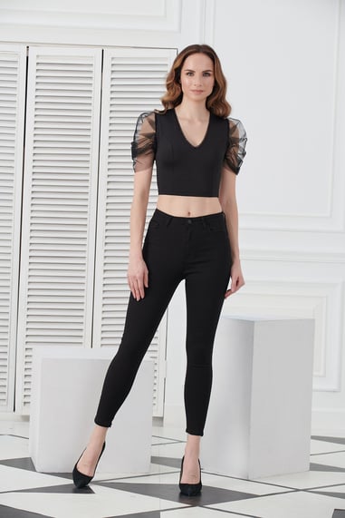 SİVAİST SİYAH Yüksek Bel Skinny Jeans